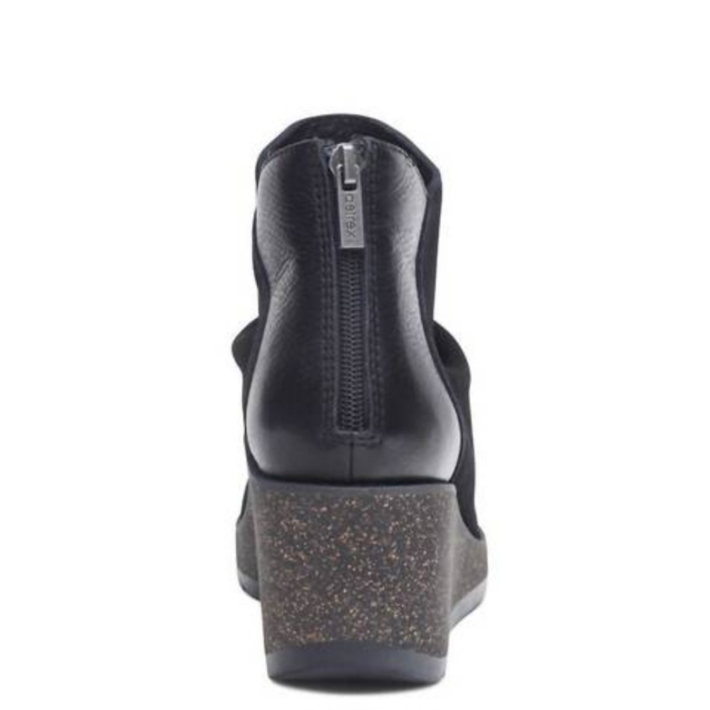 AERTEX Black Kara weather proof wedge boots leather 7 1/2 New Arch Support FALL - Picture 3 of 7